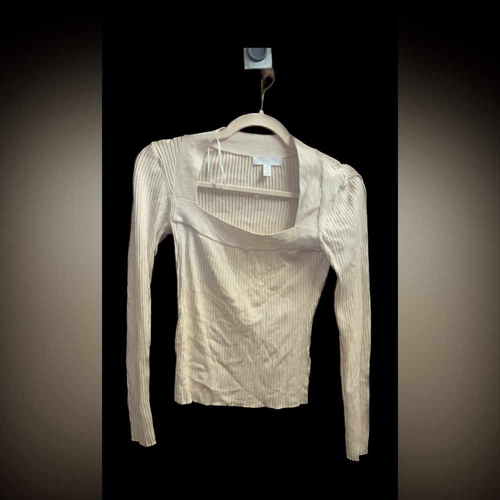 Beige top, long sleeve, size S, H&M, strechy, square neck